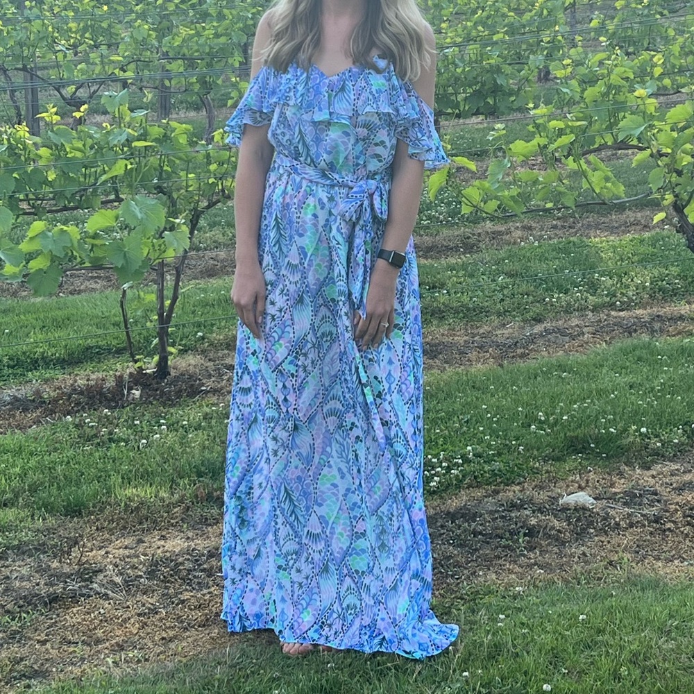 Lilly Pulitzer Patterned Off-Shoulder Maxi Dress